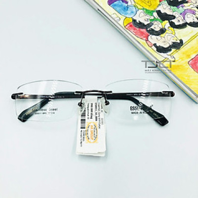 Gọng kính nam.gọng khoan ốc,thép không gỉ, phom vuông, hàng chính hãng essentials E50011