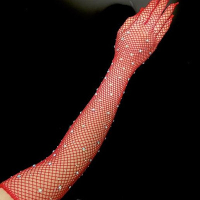 Găng tay lưới dài đỏ đính đá chụp thời trang cho nữ mới t6/2023 Giangpkc