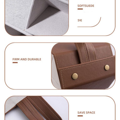 Hộp Đựng Mắt Kính 5 Ngăn Da Pu Gấp Gọn Cuộn Tròn Có Quai Sách Tiện Dụng