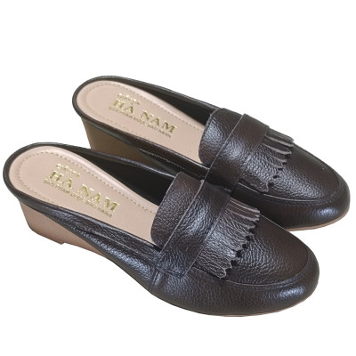 Sục Nữ Đế Xuồng HA NAM Da Bò Thật Đế Cao Su 5cm DNU2184