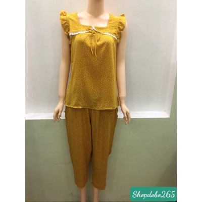 Đồ bộ nữ, đồ ngủ mặc nhà lửng 9 tấc BL 52 vải lụa mango cao cấp mặc mát họa tiết dễ thương size đại 58-65kg.