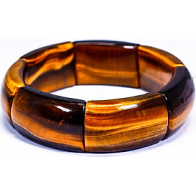 Vòng tay đá mắt hổ bản lớn 32x20mm mệnh thổ, kim - Ngọc Quý Gemstones