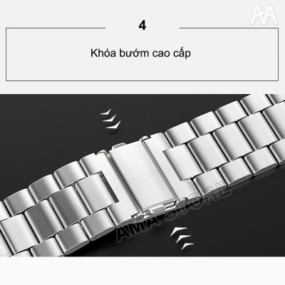 Dây đeo Đồng hồ nam nữ Khóa bướm Chất liệu Thép không gỉ size 22mm Phù hợp cho Đồng hồ AMA H10 và các Đồng hồ khác có cùng Kích thước Hàng nhập khẩu