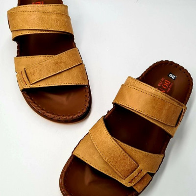 DÉP NAM QUAI NGANG DA BÒ 100%DONAVY, KIỂU 02 QUAI KÉP ĐẲNG CẤP, MAY HANDMADE 02 LẦN QUAI VÀ ĐẾ CHẮC CHẮN