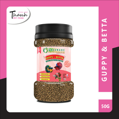 Thức ăn Cá 7 Màu nhãn hiệu GREENABC – Guppy và Betta – Độ đạm 40% giúp tăng trưởng nhanh, lên màu đẹp, đề kháng tốt  – Hộp 50g