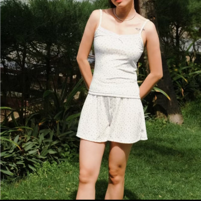 Set hai dây đồ ngủ hoạ tiết hoa nhí mặc nhà cotton thoáng mát- TidyUp