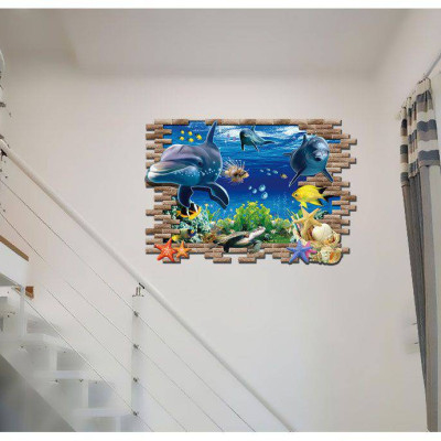 Decal 3D cá heo AmyShop DCS009 ( 60 x 90 cm)