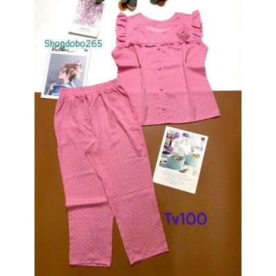 Đồ bộ nữ,đồ ngủ mặc nhà lửng 9 tấc vải lụa mango BL 51 họa tiết dễ thương size 47-60kg.