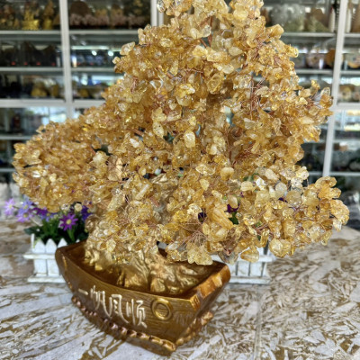 Cây tài lộc bonsai phong thủy đá thạch anh - Cao 50 cm