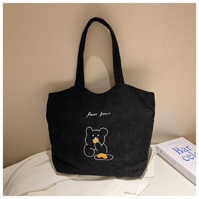 Túi đeo chéo, tote nhung thêu Gấu BH Kids, thời trang, cá tính, đựng vừa Laptop 15.6 inch, máy tính bảng, A4 - CH124