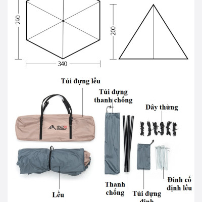 Lều cắm trại tự bung , lều du lịch dã ngoại dành cho 6-8 người, chống thấm nước -ZL057