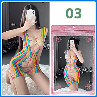 Đồ Ngủ Liền Thân Sexy Bodysuit Đan Lưới Ôm Body 7 Sắc Cầu Vồng Gợi Cảm BT1245 - Đồ Ngủ Nữ Mặc Nhà