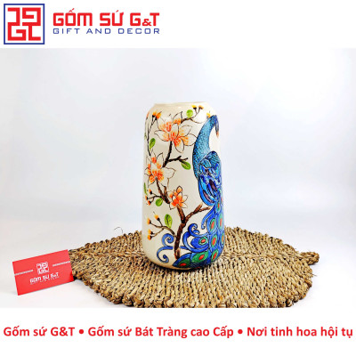 Lọ hoa dáng đu đủ khắc công Gốm Sứ G&T