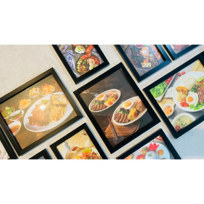 Khung ảnh treo tường trang trí decor quán phở gà bộ 11 khung có kính kèm đinh treo