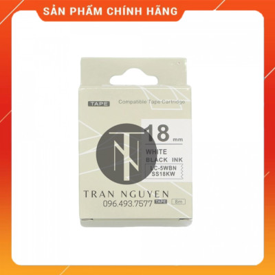 [Combo 3 hộp] Nhãn in Tepra SS18KW (LC-18WBN) - Chữ đen nền trắng 18mm x 8m - Hàng nhập khẩu