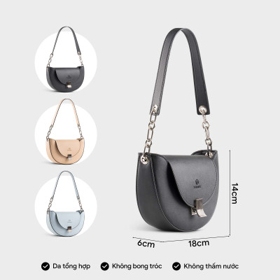 Túi Yuumy ( Thời trang nữ dáng bán nguyệt quai phối xích trẻ trung size 18 - Túi đeo vai da Seasand YN235 )