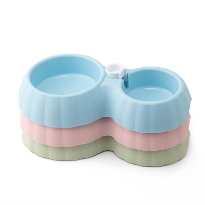 Bát Ăn Đôi Tự Động Hình Quả Bí Có Nút Vặn Bình Nước Cho Chó Mèo - Không Kèm Bình