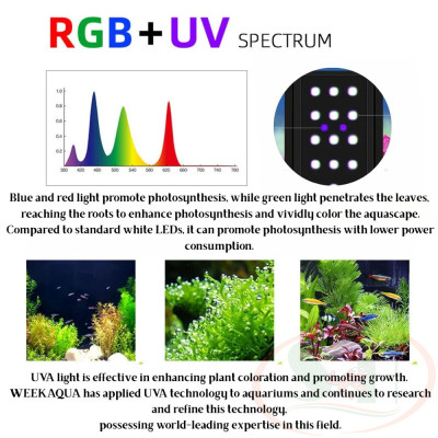 Đèn led Week Aqua New M series Ver.3 RGB UVA quang phổ bể thủy sinh cá tép cảnh