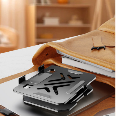 Kệ đỡ giá đỡ đế tản nhiệt cho laptop máy tính bảng hợp kim nhôm gấp gọn xoay 360 độ nhiều nấc độ cao K31- Hàng chính hãng