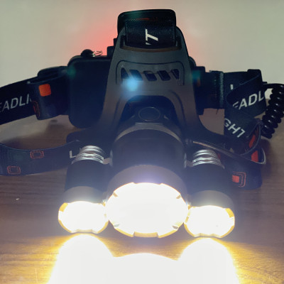 Đèn Pin Đội Đầu 3 Bóng Led T6 2 Pin Sạc 16850 - Hàng Chính Hãng 