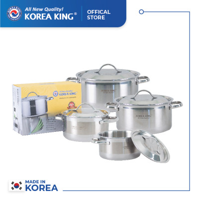 KP-18S5PLY Nồi inox 5 lớp đáy liền Korea King (Nồi, nắp đều bằng inox, đường kính 18cm, dung tích 2L)-Hàng chính hãng