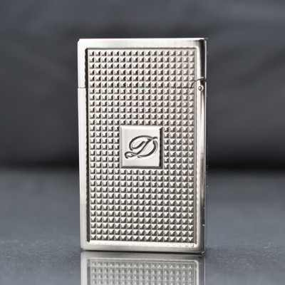 Vỏ Hột Quẹt Bật Lửa Upon D136T Họa Tiết Ô Vuông Nhỏ Màu Bạc - Dùng Ga Đá Cao Cấp