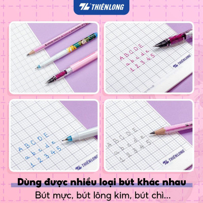 Combo 5/10 Tập học sinh chống lóa 96 trang 4 ô ly vuông 2mm 100gsm Thiên Long NB-117/AK - PB Akooland - Mẫu ngẫu nhiên