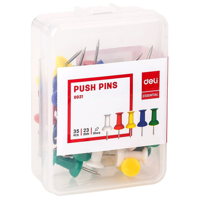 Ghim Màu Cắm Bảng Deli, Đỏ, Vàng, Xanh, Xanh Lá, Trắng - 35 Cái/Hộp, 2 Hộp E0021