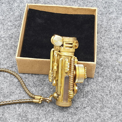 Vỏ Hột Quẹt Bật Lửa TC12 Thiết Kế Thủ Công Kiểu Dáng Độc Lạ Nhỏ Gọn Màu Vàng - Dùng Xăng Bấc Đá Cao Cấp