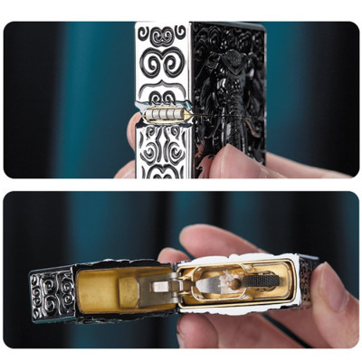Vỏ Hột Quẹt Bật Lửa Đẹp Độc Lạ Z-KJ1015 Màu Vàng Cổ Họa Tiết Con Voi 3D Nổi Cực Đẹp