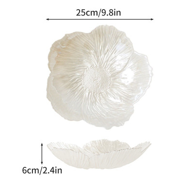 Set 3 Đĩa Thủy Tinh Ngọc Trai - Khay Thủy Tinh Đựng Trái Cây Hình Cánh Hoa Sang Trọng Phong Cách Bắc Âu Trang Trí Nội Thất - HÀNG CHÍNH HÃNG MINIIN
