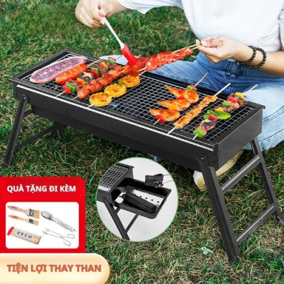 Combo Bếp nướng BBQ kéo cao cấp kèm than tre nén 3kg ít khói, an toàn, tiện lợi di chuyển
