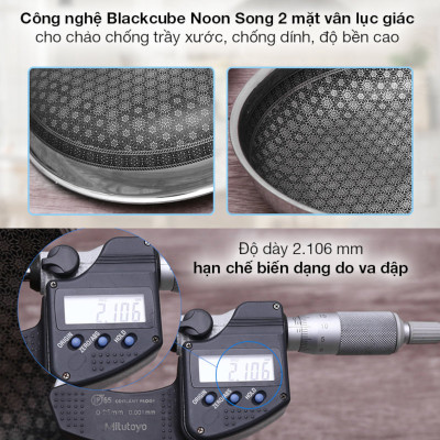 Chảo chống dính 2 mặt Inox 3 lớp đúc liền khối Blackcube Noon Song bếp từ 20/22/24/26cm