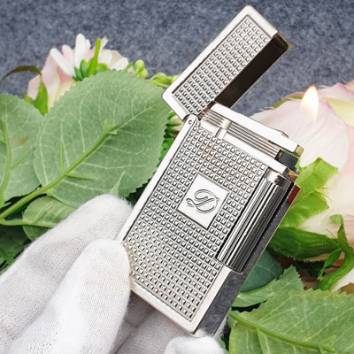 Vỏ Hột Quẹt Bật Lửa Upon D136T Họa Tiết Ô Vuông Nhỏ Màu Bạc - Dùng Ga Đá Cao Cấp