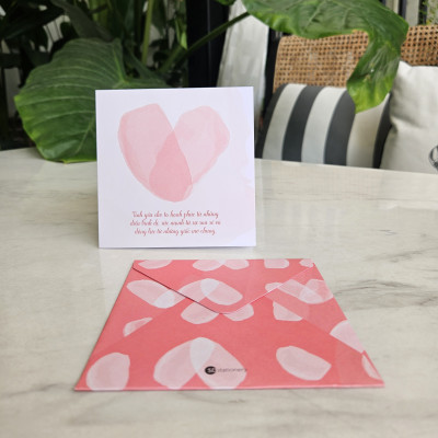 Thiệp Valentine SDstationery Tình Yêu Cho Ta, thông điệp tình yêu ý nghĩa, minh họa màu nước, vuông 12x12 cm
