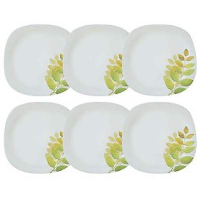 Bộ 6 Đĩa Thủy Tinh Vuông 205 La Opala Diva Ivory A.S  LAPQ205QAS