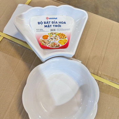 Bộ Bát Đĩa Hoa Mặt Trời 6836 Việt Nhật Loại Lớn - Bộ Bát Đĩa Bày Cỗ 