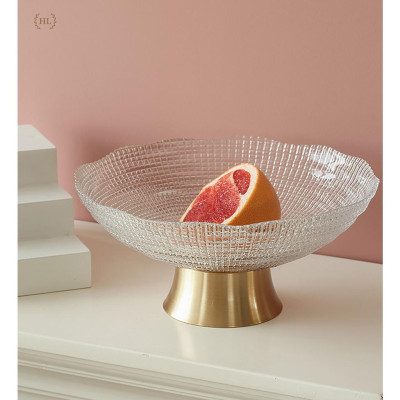 Mâm bồng thủy tinh cao cấp | Đĩa thủy tinh có chân hợp kim cao cấp sang chảnh | ĐĨA THỦY TINH ĐỰNG TRÁI CÂY CÓ CHÂN