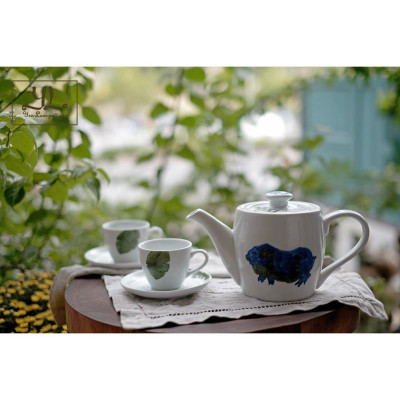 Bộ Trà "Đông Hồ" Gốm Mát Trắng