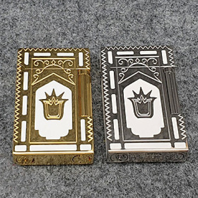 Vỏ Hột Quẹt Bật Lửa Gas Đá S.T Upon D82b Thiết Kế Họa Tiết Sơn Mài Trắng Hoa Văn Hoàng Gia Cổ Điển Độc Đáo - Dùng Gas Đá Cao Cấp