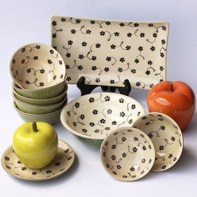 Bộ chén đĩa men xanh đồng vẽ hoa sao 10SP MNV-MXH032