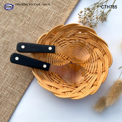 Thìa/Muỗng bằng sừng khảm 2 chấm cao cấp xuất Nhật - Xúc gia vị, cafe, deccor - An toàn cho sức khỏe - CTH785