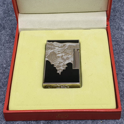 Vỏ Hột Quẹt Bật Lửa Upon D103B Sơn Mài Họa Tiết Khắc Chìm Đen Bạc - Dùng Gas Đá Cao Cấp