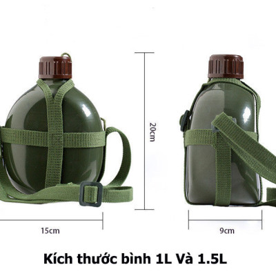 Bình Tông Nhôm Xanh Truyền Thống Đựng Nước Dung Tích 1,2L Tiện Dụng (Loại Cực Dày), Chất Liệu Vỏ Nhôm An Toàn Dây Đeo Tiện Dụng