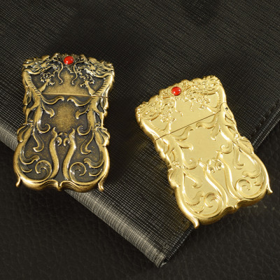 Vỏ Hột Quẹt Bật Lửa Xăng Zorro Z610-301 Thiết Kế Họa Tiết Rồng Đính Ngọc Đỏ - Dùng Xăng Bấc Đá Cao Cấp