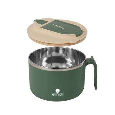 Bát úp mì inox 304 Elmich EL8314 dung tích 1.35L, Hàng chính hãng, có tay cầm, tích hợp lỗ thông hơi - JoyMall