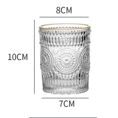 BỘ 6 CỐC THỦY TINH CHỊU NHIỆT CAO CẤP  UỐNG NƯỚC HOA VĂN TRỐNG ĐỒNG DẬP NỔI - ANTH674