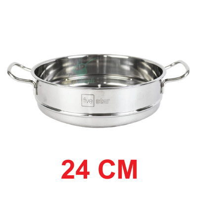 Bộ nồi xửng chảo 3 đáy inox 430 FiveStar Standard 6 món bếp từ nắp kính , tặng 1 vá canh