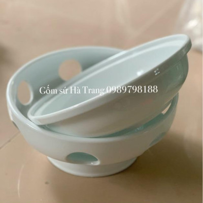 Bát hâm nóng đồ ăn size 1 đường kính 24cm gốm sứ Bát Tràng cao cấp