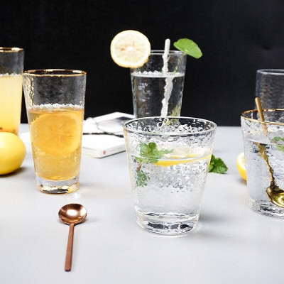 BỘ 6 CỐC THỦY TINH CRYSTAN  VÂN NHÁM VIỀN VÀNG CAO CẤP - ANTH447